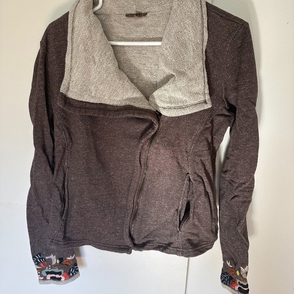 LILLA P Embroidered Terry Moto Jacket